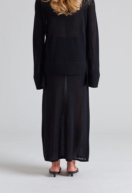 Toteme Long Knit Skirt Black